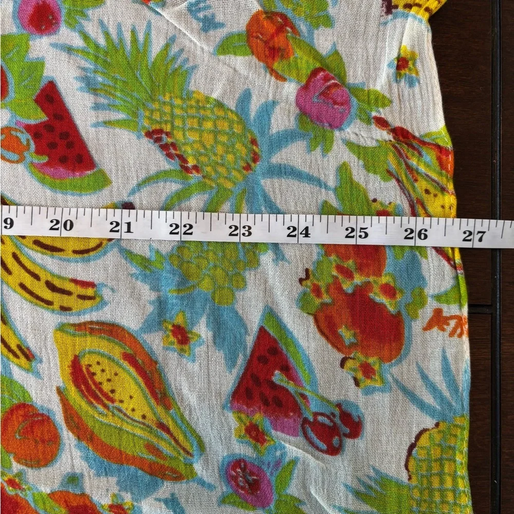 Betsey Johnson Tropical Fruit Scarf Wrap 27x80 Banana Pineapple Viscose Fringe